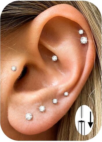 MILACOLATO G23 Titanium Threadless Flat Back Earrings Studs Hypoallergenic 14K Gold Filled Nose Rings Studs 20G/18G/16G Labret Studs Lip Ring Push in Helix Tragus Medusa Monroe Piercing Jewelry in Saudi Arabia