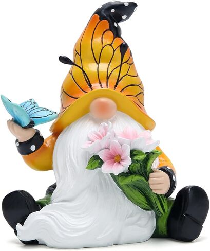 Hodao Lavender Gnome تمثال 6 "H الراتنج جنوم مع موضوع الخزامى الأرجواني، لهجات الفراشة، وعناصر الطبيعة - ديكور منزلي داخلي غريب الأطوار، لمحبي الخزامى، غرفة النوم، غرفة المعيشة، حديقة in Kuwait