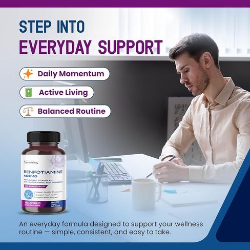 Benfotiamine (Fat-Soluble Vitamin B1) with Alpha-Lipoic Acid & Berberine – Advanced Formula – Supports Healthy Metabolism – 180 Capsules (Pack of 1) – Made in The USA in Kuwait