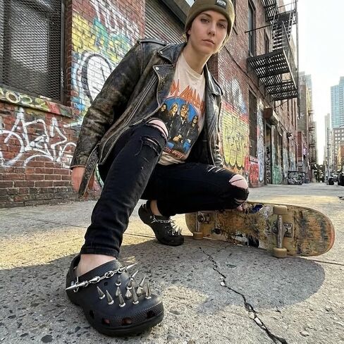 Goth Charms for Croc,Shoe Chains,Metal Spikes Punk Rivets Charms for Clog Sandals Accessories Shoe Decorations for Women Girls. in Kuwait