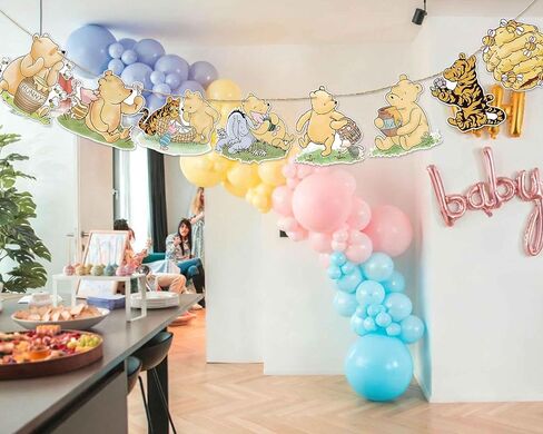 10pcs Winnie Banner Cutout Garland, Classic Winnie Baby Shower Birthday Banner Signs, Adorable Winnie Birthday Decoration Supplies Party Favor in Kuwait