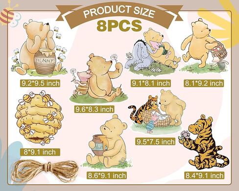 10pcs Winnie Banner Cutout Garland, Classic Winnie Baby Shower Birthday Banner Signs, Adorable Winnie Birthday Decoration Supplies Party Favor in Kuwait