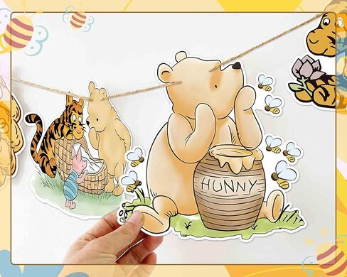 10pcs Winnie Banner Cutout Garland, Classic Winnie Baby Shower Birthday Banner Signs, Adorable Winnie Birthday Decoration Supplies Party Favor in Kuwait