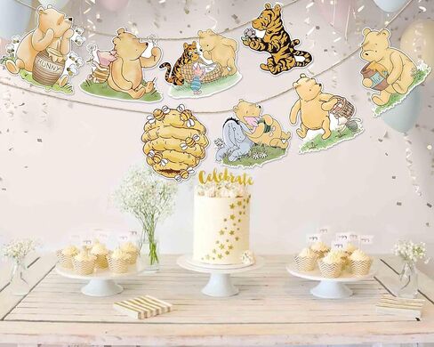 10pcs Winnie Banner Cutout Garland, Classic Winnie Baby Shower Birthday Banner Signs, Adorable Winnie Birthday Decoration Supplies Party Favor in Kuwait