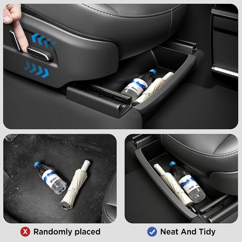 2025 Upgrade Center Console Organizer Tray for Tesla Model Y Accessories 2024-2020/For Tesla Model 3 Accessories 2023-2021 [Slide Smoothly/US Patent] Cup Holder Matte Black in Kuwait