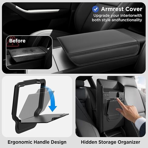 2025 Upgrade Center Console Organizer Tray for Tesla Model Y Accessories 2024-2020/For Tesla Model 3 Accessories 2023-2021 [Slide Smoothly/US Patent] Cup Holder Matte Black in Kuwait