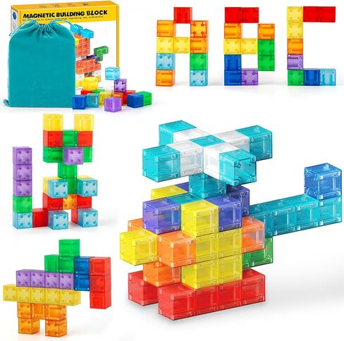 لعبة المكعبات المغناطيسية - مجموعة ألعاب الفيديو Build Mine Magnet World Adventure للأطفال الصغار، مجموعة عناصر مغناطيسية فائقة الإخوان هدية للأولاد والبنات والأطفال بعمر 3 سنوات فما فوق in Kuwait