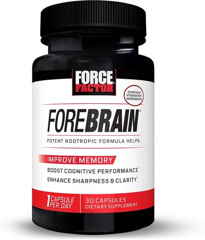 Force Factor Forebrain Nootropic Brain Supplement to Improve Memory, Boost Focus, Increase Mental Energy, and Support Brain Health with Caffeine, Bacopa, and Huperzine A, 30 Capsules in Kuwait