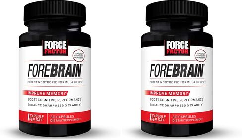 Force Factor Forebrain Nootropic Brain Supplement to Improve Memory, Boost Focus, Increase Mental Energy, and Support Brain Health with Caffeine, Bacopa, and Huperzine A, 30 Capsules in Kuwait