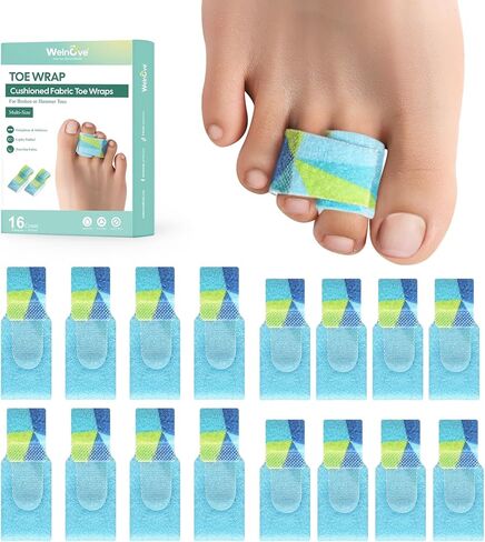 Welnove Hammer Toe Straightener - 8 Pack Broken Toe Wraps - Hammer Toe Corrector for Women - Toe Splints for Crooked Toes, Curled Toes, Bent Toes - (Multi-Size, Patterned) in Saudi Arabia