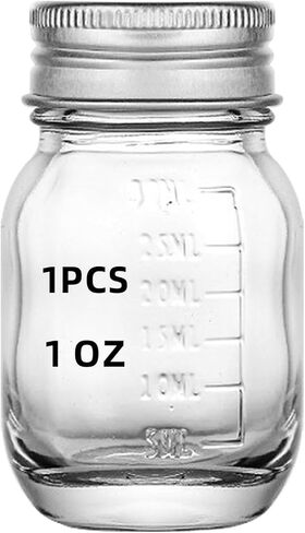 12 PC Glass medicine bottles 1oz 30 ml Glass Reagent Bottles Transparent Sample Jar,Wide Mouth,Screw Cap with Scale for Home, Argent Lid in Kuwait