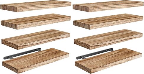 AMADA HOMEFURNISHING Floating Shelves, Paulownia Wood Wall Shelves for Bathroom/Living Room/Bedroom/Kitchen/Home Office, Wood Floating Shelf for Home Storage & Organization Set of 4 15.7" L x 5.9" W in Kuwait