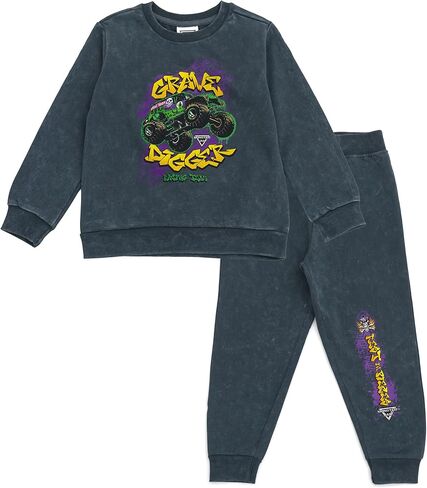 Monster Jam Fleece Sweatshirt and Jogger Pants Outfit Set Toddler to Big Kid Grave Digger in Kuwait
