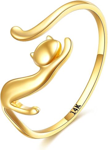 KECHO 14K Solid Gold Animal Open Rings for Women Adjustable Rings Jewelry in Kuwait