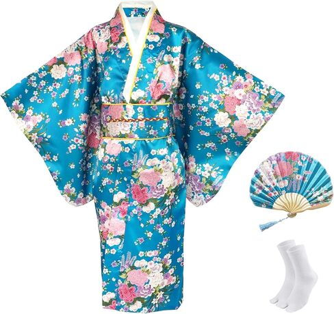 Japanese Kimono Dress for Girls Kids Anime Cosplay Halloween Costume Fancy Robe in Kuwait