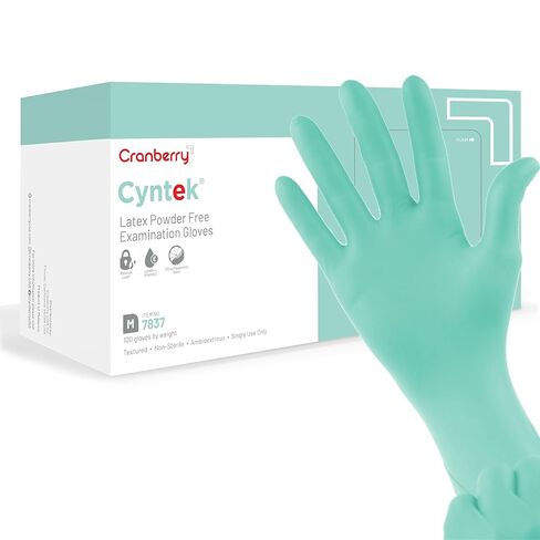 Cranberry USA CR7835 Cyntek Latex Powder Free Exam Gloves, X-Small, Green (Pack of 100) in Kuwait