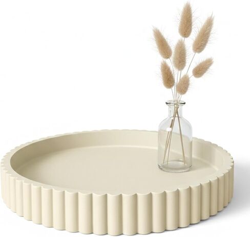 12" Round Concrete Tray for Coffee Table Decor, Modern Gray Centerpiece Decorative Home Table Serving Tray for Living Room, Office, or Dining Room - Durable and Stylish(Gray) in Kuwait