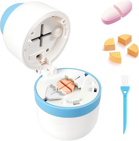 1/3 Pill Cutter with Storage, Professional 1/2 & 3 in 1 Pill Splitter for Small or Large Pills, Precise & Easy Stainless Steel Blade (Blue) in Kuwait