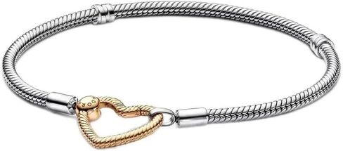 Pandora Moments Heart Closure Snake Stain Bracelet - سحر لحظات متوافقة - هدية لها - تسلق الفضة الاسترليني مع الزركونيا المكعبة - مع صندوق هدايا in Saudi Arabia
