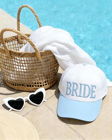 Bride Trucker Hat Baseball Cap Bride Accessories for Bachelorette Party Bridal Hat Headwear Bach Party Decorations Wedding Blue in Kuwait