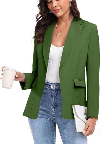 Women's Work Office Blazer One Button Notched Lapel Business Tuxedo Blazer Casual Blazer Jackets Suit Petite in Kuwait