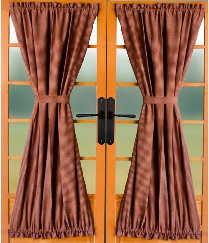 لوحة باب فرنسية من القطن باللون الأسود مقاس 42 بوصة × 72 بوصة من Newbury Gingham من شركة Primitive Home Decors in Kuwait