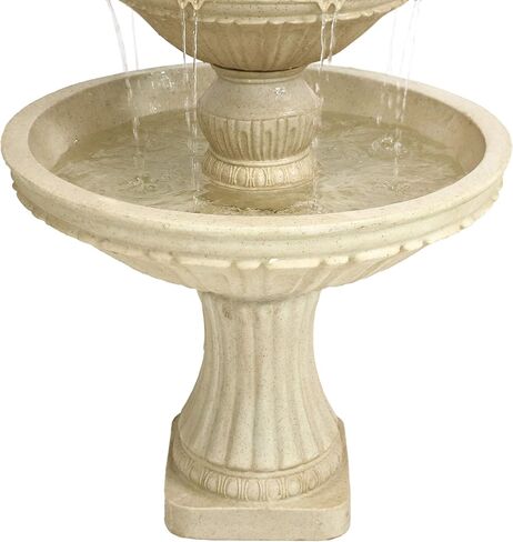 Sunnydaze Classic Designer 55-Inch 3-Tier Polystone Outdoor Water Fountain - Electric Submersible Pump - Light Brown in Kuwait