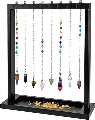 Wooden Pendulum Crystal Display Holder Wooden Crystal Display Shelf Moon Phase Witch Supplies Organiser for Incense Necklace Witch Rock Stone Jewelry Display in Saudi Arabia