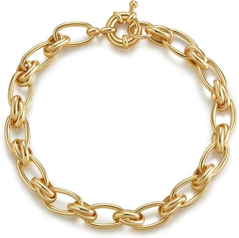 سوار سلسلة سميكة للنساء 14K الذهب المطلي بالذهب عتيقة سوار سلسلة البيان in Kuwait