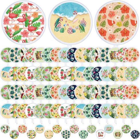 Roowest 32 Pcs Hawaiian Round Foldable Hand Fans with Bag Summer Beach Flower Handheld Folding Collapsible Cooling Fan Hawaiian Tropical Hand Held Fans for Wedding Summer Party Favors Outdoor in Saudi Arabia