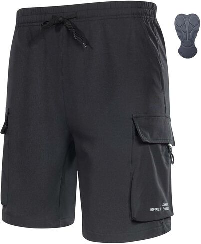 Santic Men's Mountain Bike Shorts 4D Padded Quick Dry Lightweight Cycling Shorts Bicycle Riding Shorts with Pockets in Saudi Arabia