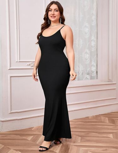 Zomva Plus Size 1x-4X Women Women Intip-in Slip Maxi Dress Fress Frick Admable BodyCon Long Dress Cocktail Party in Kuwait