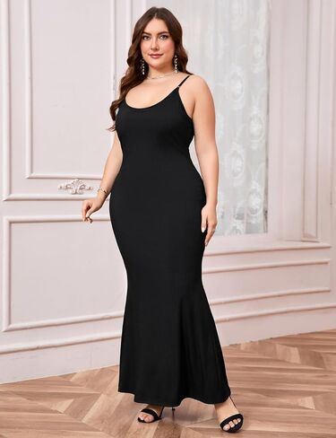 Zomva Plus Size 1x-4X Women Women Intip-in Slip Maxi Dress Fress Frick Admable BodyCon Long Dress Cocktail Party in Kuwait