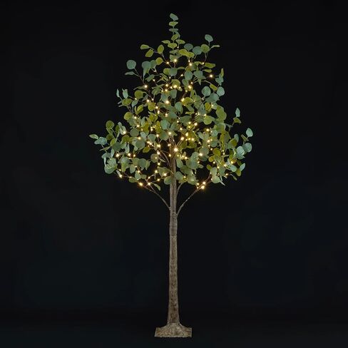 LIGHTSHARE 4FT Lighted Eucalyptus Tree 126L Warm White LED Artificial Greenery with Lights for Wedding Holiday Home Party Decoration Indoor Outdoor in Kuwait