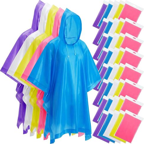 Zhehao 40 Pcs Rain Ponchos Bulk for Adults Homeless Unisex Reusable Rain Ponchos Raincoat with Drawstring Hood Waterproof Portable Raincoats Jacket for Men Women in Kuwait