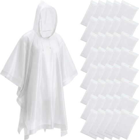Zhehao 40 Pcs Rain Ponchos Bulk for Adults Homeless Unisex Reusable Rain Ponchos Raincoat with Drawstring Hood Waterproof Portable Raincoats Jacket for Men Women in Kuwait