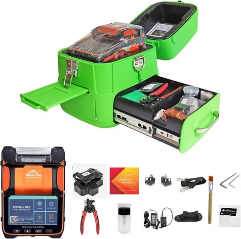 QIIRUN AI-9 Fiber Fusion Splicer with Tutorial Videos Core Fiber Optic Fusion Splicer Core Alignment with Automatic Focus and 6 Motors for Trunk Line Construction, FTTH and Cable Splicing Projects in Kuwait