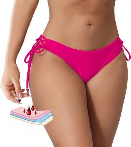 SherryDC Women Period Swimwear Menstrual Bikini Bottoms Tie Side Bathing Suit Leakproof Swim Bottoms for Teens, Grils in Kuwait