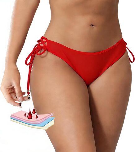 SherryDC Women Period Swimwear Menstrual Bikini Bottoms Tie Side Bathing Suit Leakproof Swim Bottoms for Teens, Grils in Kuwait