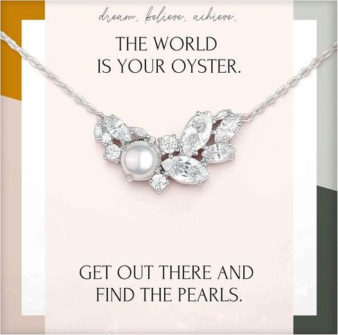 HOPE LOVE SHINE The World is Your Oyster Pearl Necklace Graduation Gifts for Her Inspirational Jewelry for Women in Kuwait