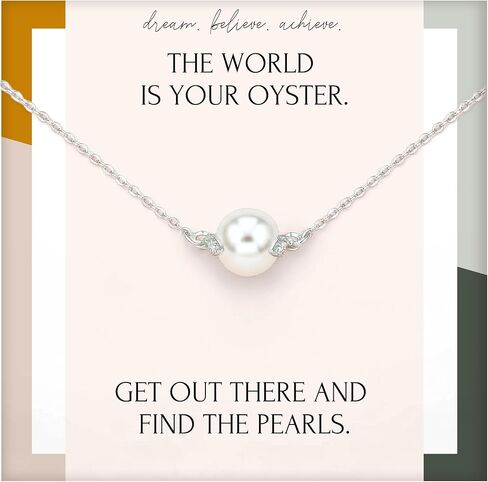 HOPE LOVE SHINE The World is Your Oyster Pearl Necklace Graduation Gifts for Her Inspirational Jewelry for Women in Kuwait