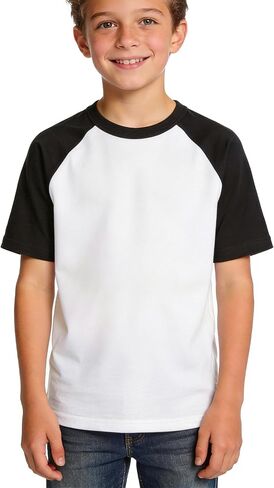 Boys Tshirt Raglan Short Sleeve Shirt Color Block Cotton Blend Basic Tees Breathable Baseball T-Shirts Light Weight in Kuwait