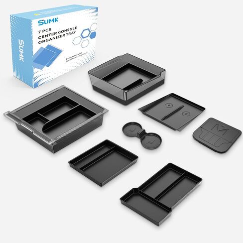 2025 Upgrade Center Console Organizer Tray for Tesla Model 3 Highland Accessories [Double Layer Space, Durable Material, Easy to Clean] Hidden Storage Case for Tesla Model 3 2025 2024-7pcs in Kuwait