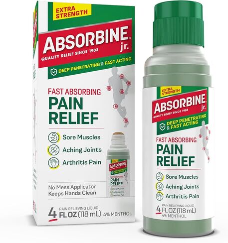 Absorbine Jr. قوة إضافية تتخلى عن آلام السائل ، مسكن للألم سائل ، تخفيف الألم للمفاصل ، التهاب المفاصل ، آلام الأعصاب وتخفيف وجع العضلات ، 4 أوقية ، 2 العد in Kuwait