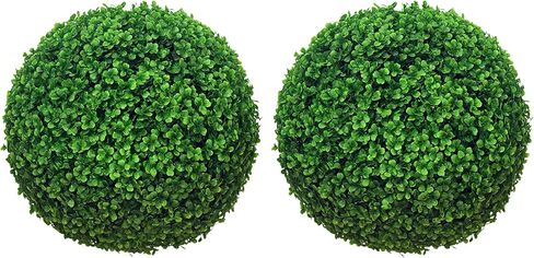 HOMCOM Artificial Boxwood Topiary Ball Set of 2 19.7 Inch Faux Plant, UV-Protected Anti-Fading Fake Plants for Home Indoor Outdoor Porch, Green in Kuwait