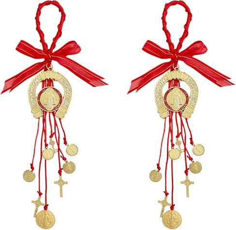 2pcs/مجموعة ميدالا دي سان بينيتو ، Escapularios حبات خشبية ميداليات Rosary St Benedict للباب مع Saint Benedict Cross Crucifix Catholic Hight in Kuwait