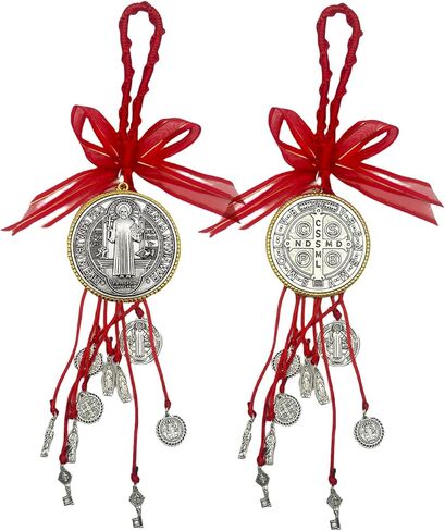 2pcs/مجموعة ميدالا دي سان بينيتو ، Escapularios حبات خشبية ميداليات Rosary St Benedict للباب مع Saint Benedict Cross Crucifix Catholic Hight in Kuwait
