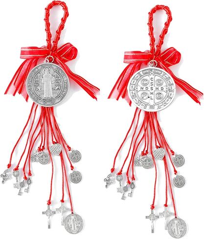 2pcs/مجموعة ميدالا دي سان بينيتو ، Escapularios حبات خشبية ميداليات Rosary St Benedict للباب مع Saint Benedict Cross Crucifix Catholic Hight in Kuwait