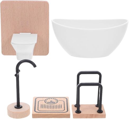 1set Dollhouse Bathroom Set: Dollhouse Bathroom Furniture Accessories 1 12 Scale Mini Shower Room Adornments for Doll Accessories in Kuwait