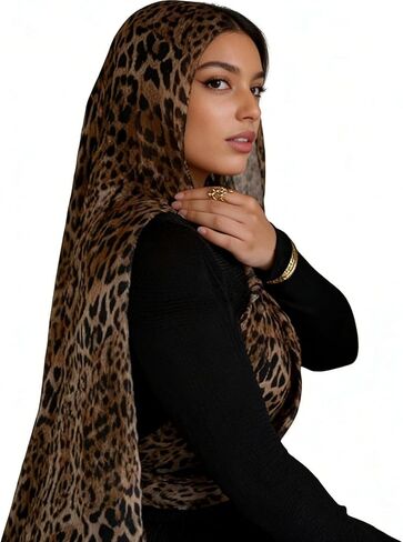 ANKOMINA Women's Watercolor Floral Print Hijab Scarf Soft Muslim Head Wraps Shawls Fahion Islamic Long Scarves in Saudi Arabia